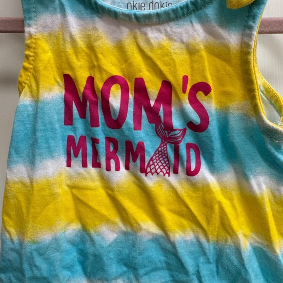 Okie Dokie 2T Girls Blue and Yellow Mom’s Mermaid Tank Top Shirt with Knots - Picture 2 of 6